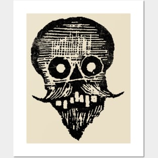 Posada Calavera with Beard & Mustache Posters and Art